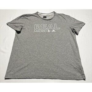 Adidas Real Madrid Short Sleeve Shirt Adult Size Large Gray Soccer Futball